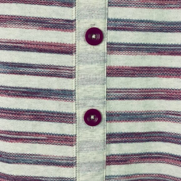 T by Talbots Top Button Back Striped Long Sleeve Size M Heather - Picture 9 of 10